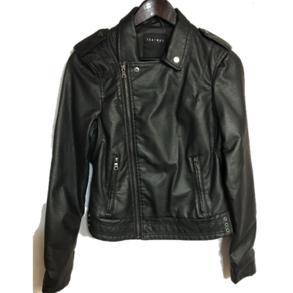 Faux Leather Black Biker Style Jacket NWT